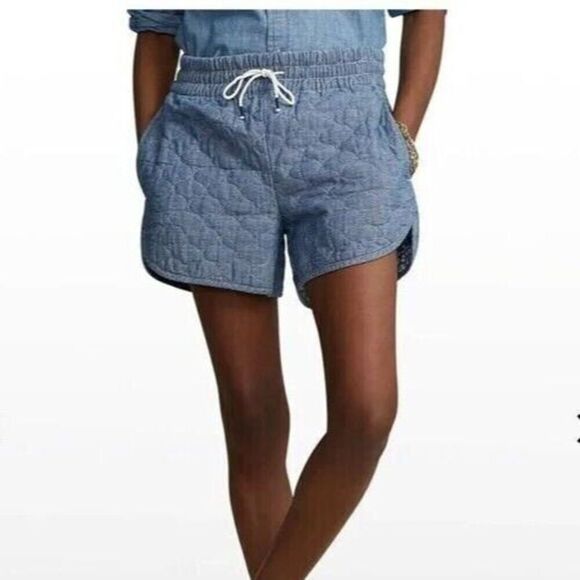 Polo Ralph Lauren 211906478001 Women's Sz M Blue Quilted Chambray Shorts - Picture 9 of 10